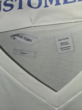 Calvin Klein Men’s Classic Fit V-Neck Shirt in White